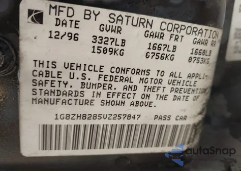 1997 Saturn Sw Sw1 z USA, uszkodzony, nr VIN 1G8ZH8285VZ257847